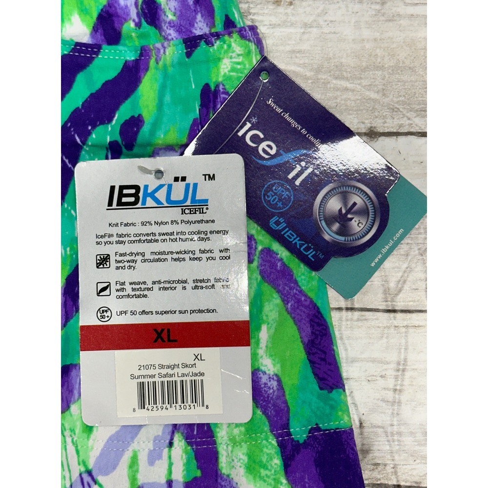 IBKUL Summer Safari Lav Jade IceFil Straight Skort UPF 50+ Purple Green XL NEW - Picture 4 of 8